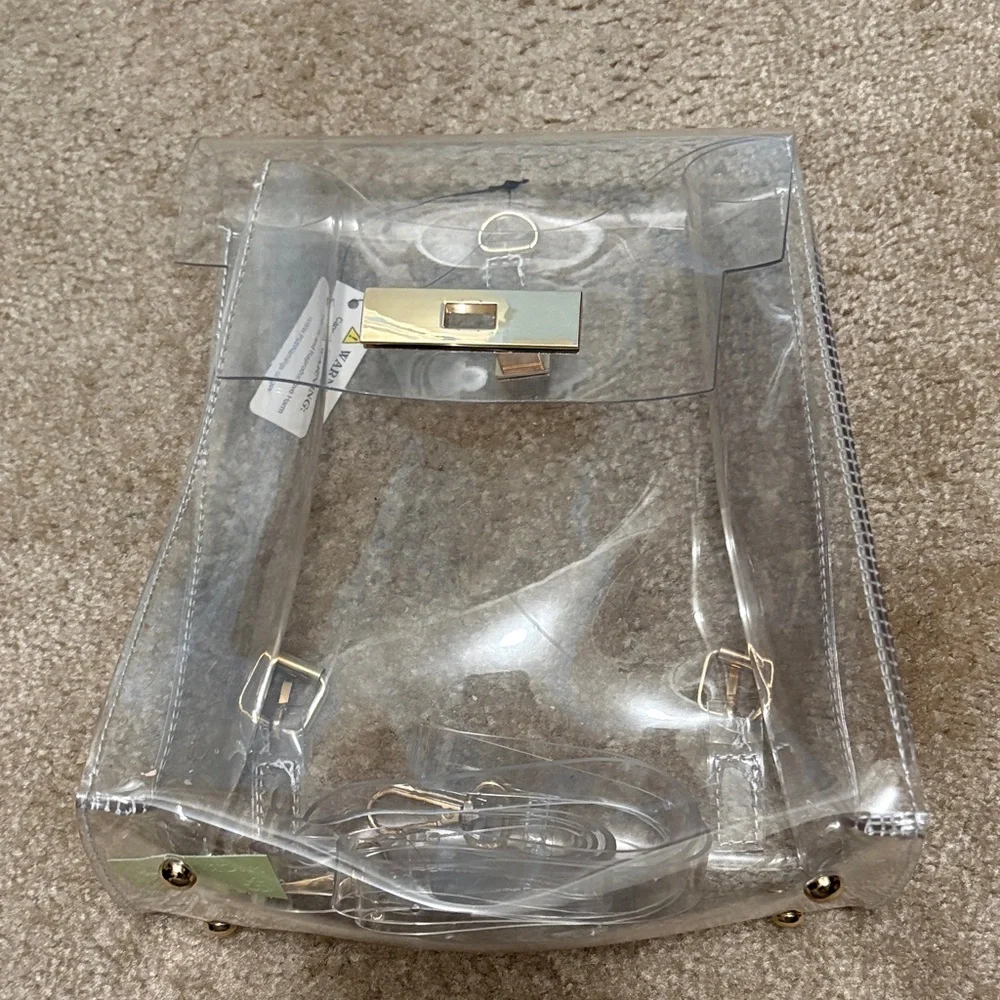 Transparent Clear Handbag with Gold Accents - Picture 1 of 3
